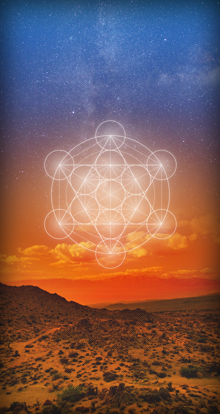 Metatrons-Cube-Sunset-Desert-iOS-7-Wallpaper